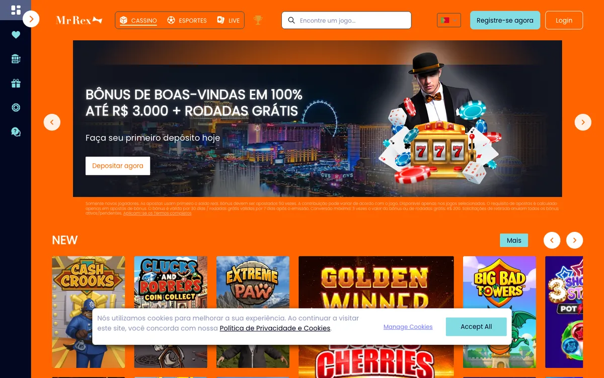 Mr Rex Casino — Home page, captured from Brazil