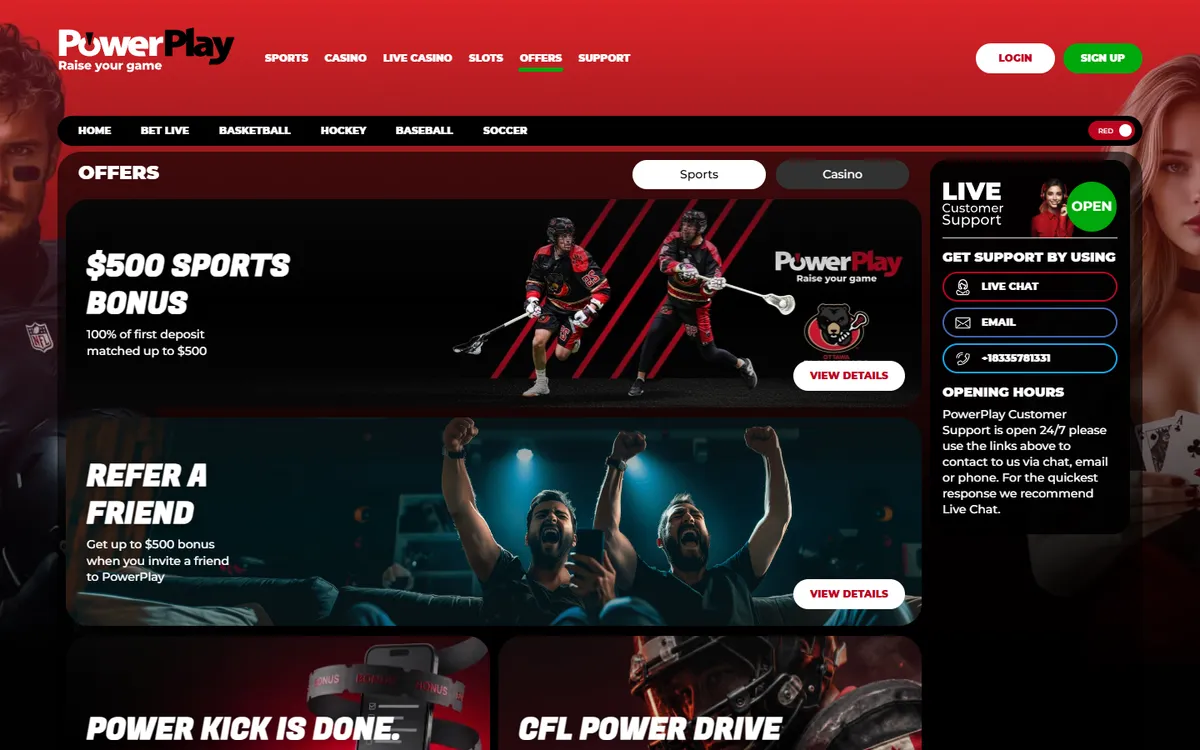 PowerPlay Casino — Promotions, captured from Canada