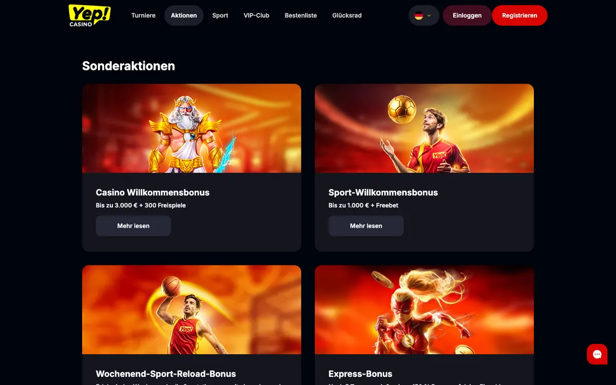 Yep Casino — «Акции», снято из страны Германия