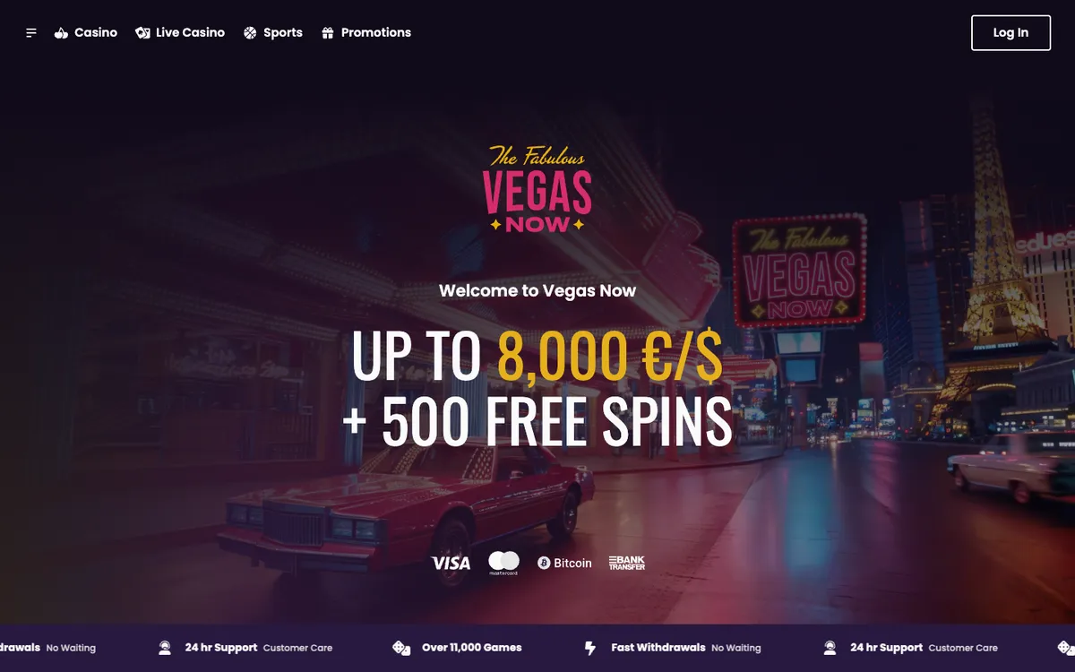 Vegas Now Casino — Home page, captured from Germany