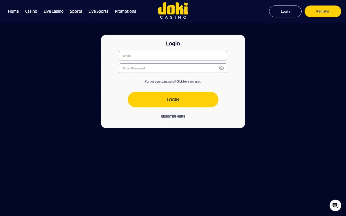 JokiCasino — «Регистрация», снято из страны Новая Зеландия