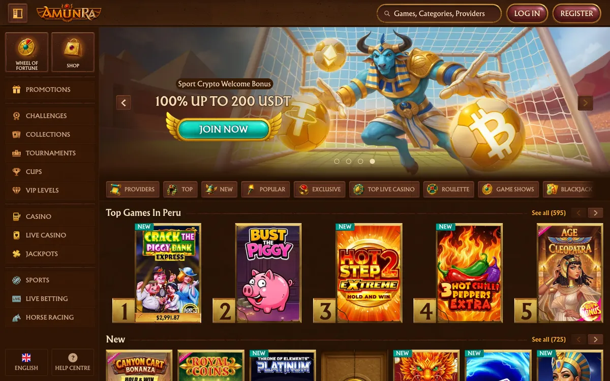 AmunRa Casino — «Главная», снято из страны Перу