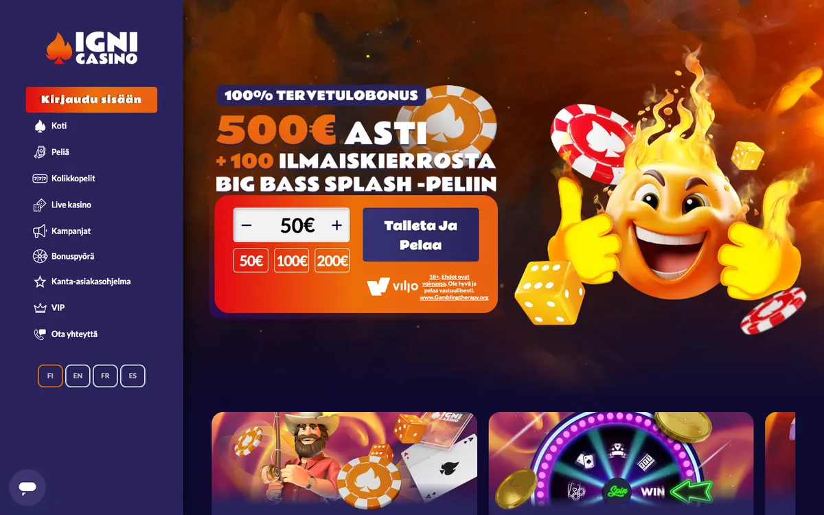 Igni Casino — «Главная», снято из страны Финляндия