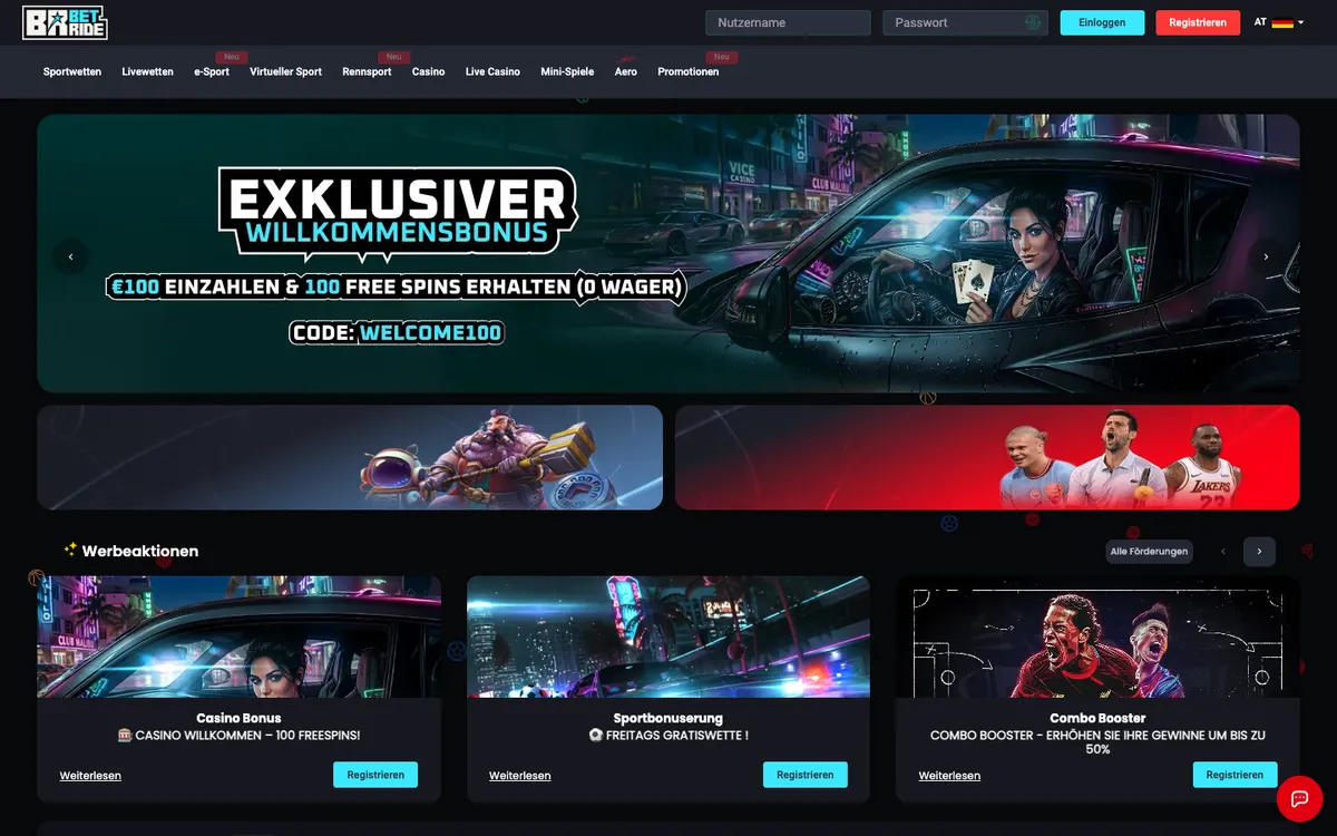 Betride Casino — «Главная», снято из страны Австрия
