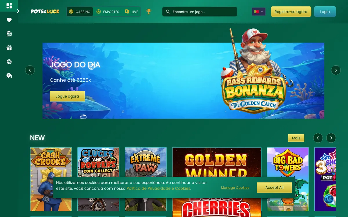 PotsOfLuck Casino — «Главная», снято из страны Бразилия