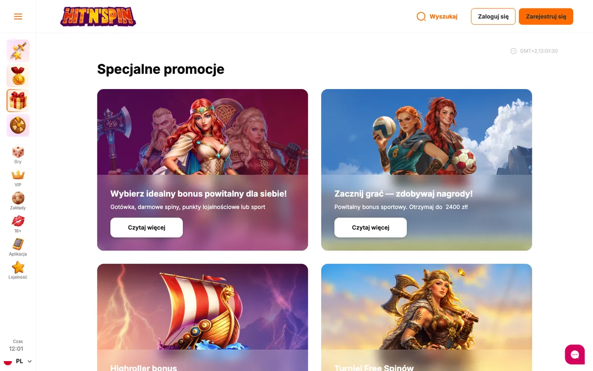 HitNSpin Casino — Promotions, captured from Poland