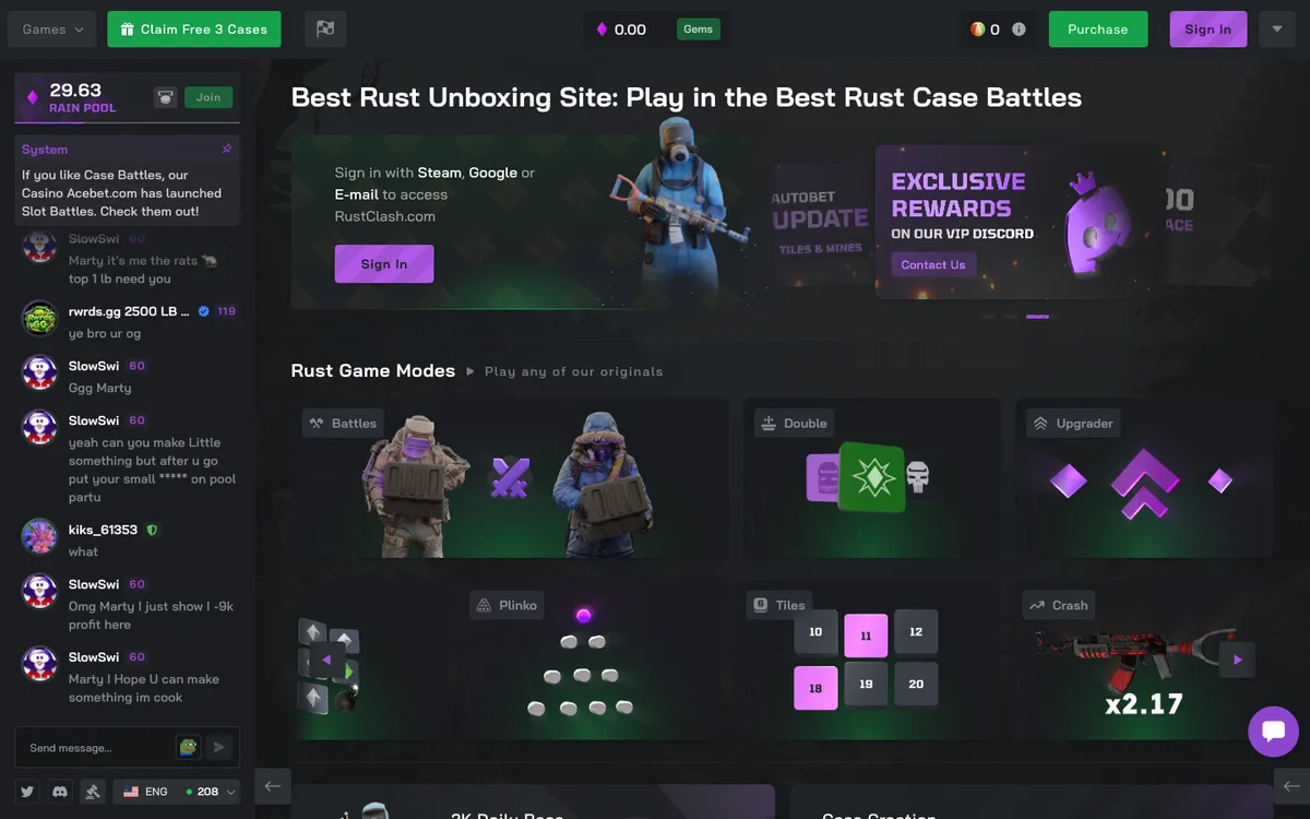 RustClash Casino — «Главная», снято из страны Бразилия