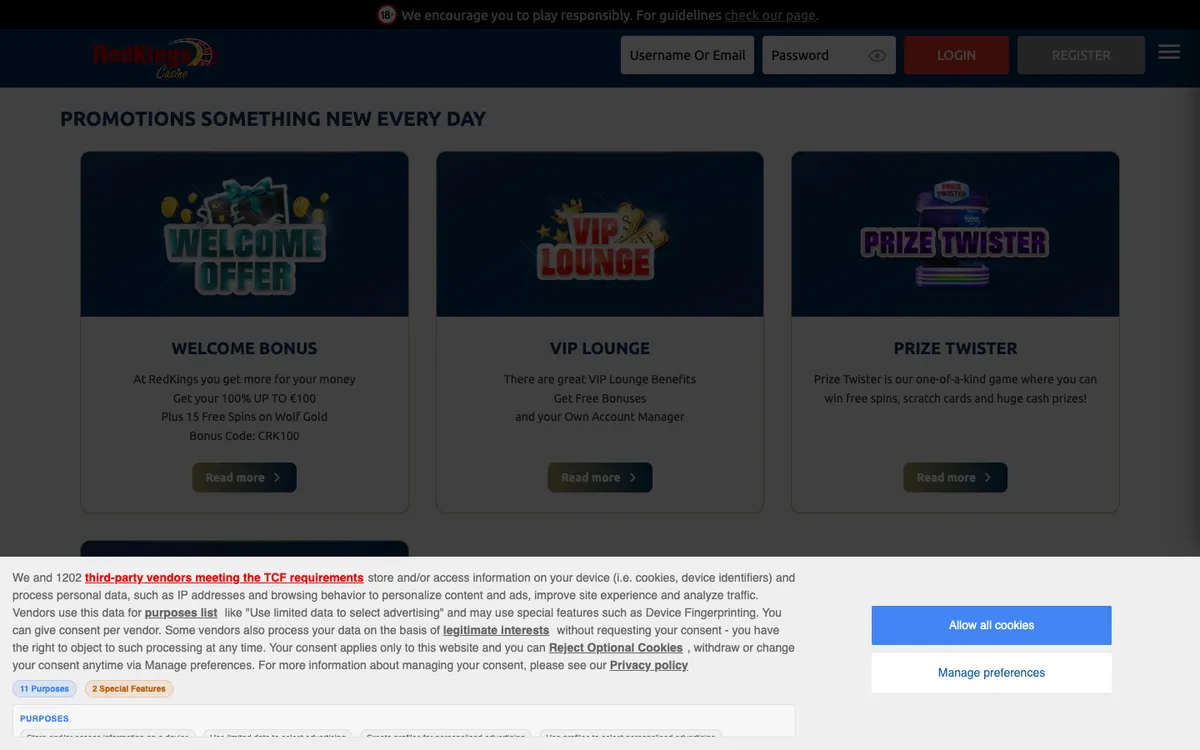 Casino RedKings — Promotions, captured from Bulgaria