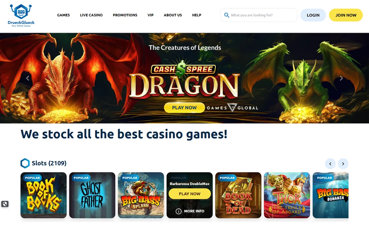 DrueckGlueck Casino — Home page, captured from Canada