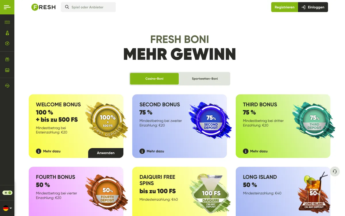 Fresh Casino — Promotions, captured from Austria