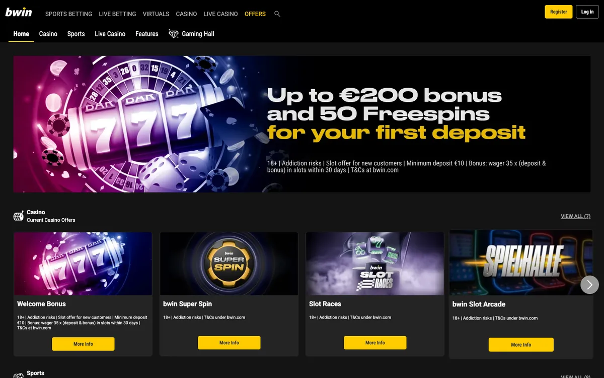 bwin Casino — Promotions, captured from Austria