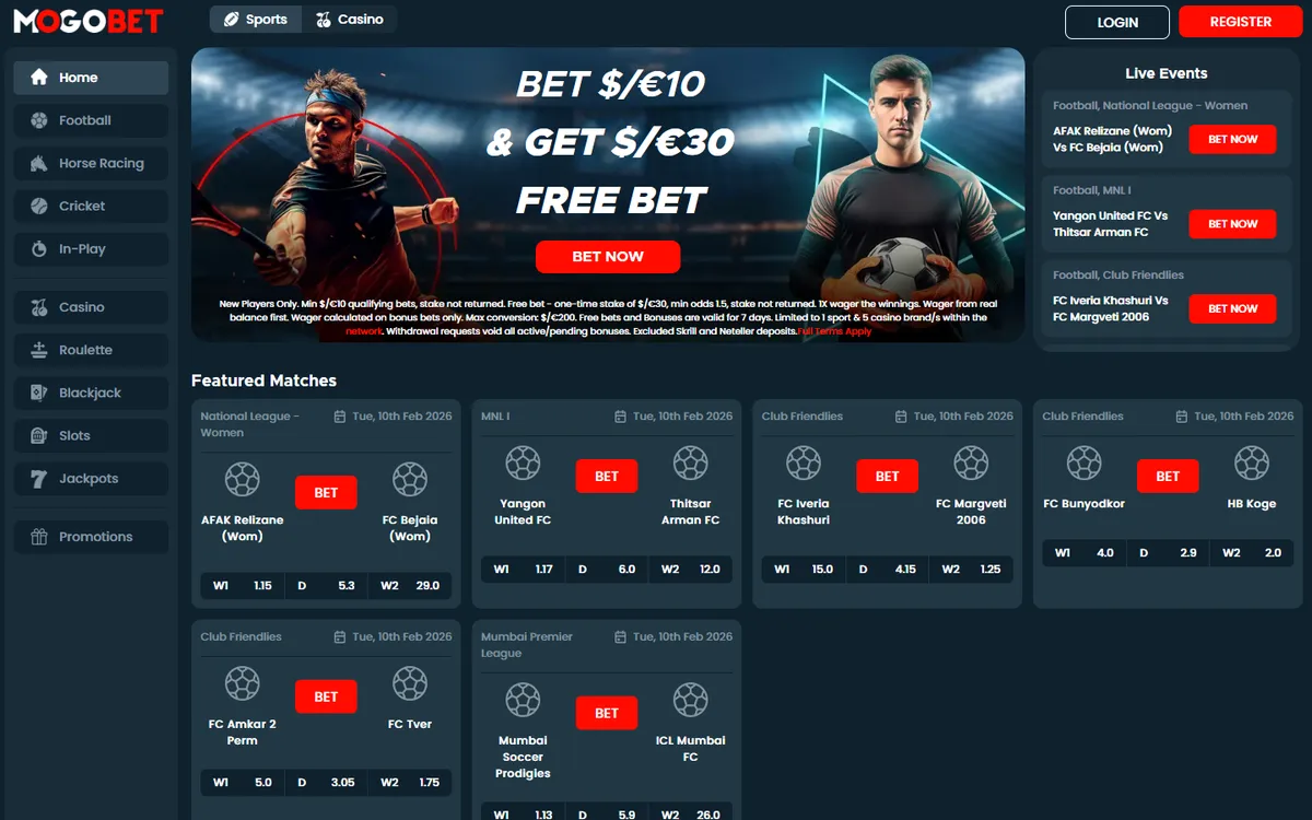 MogoBet Casino — Home page, captured from Canada