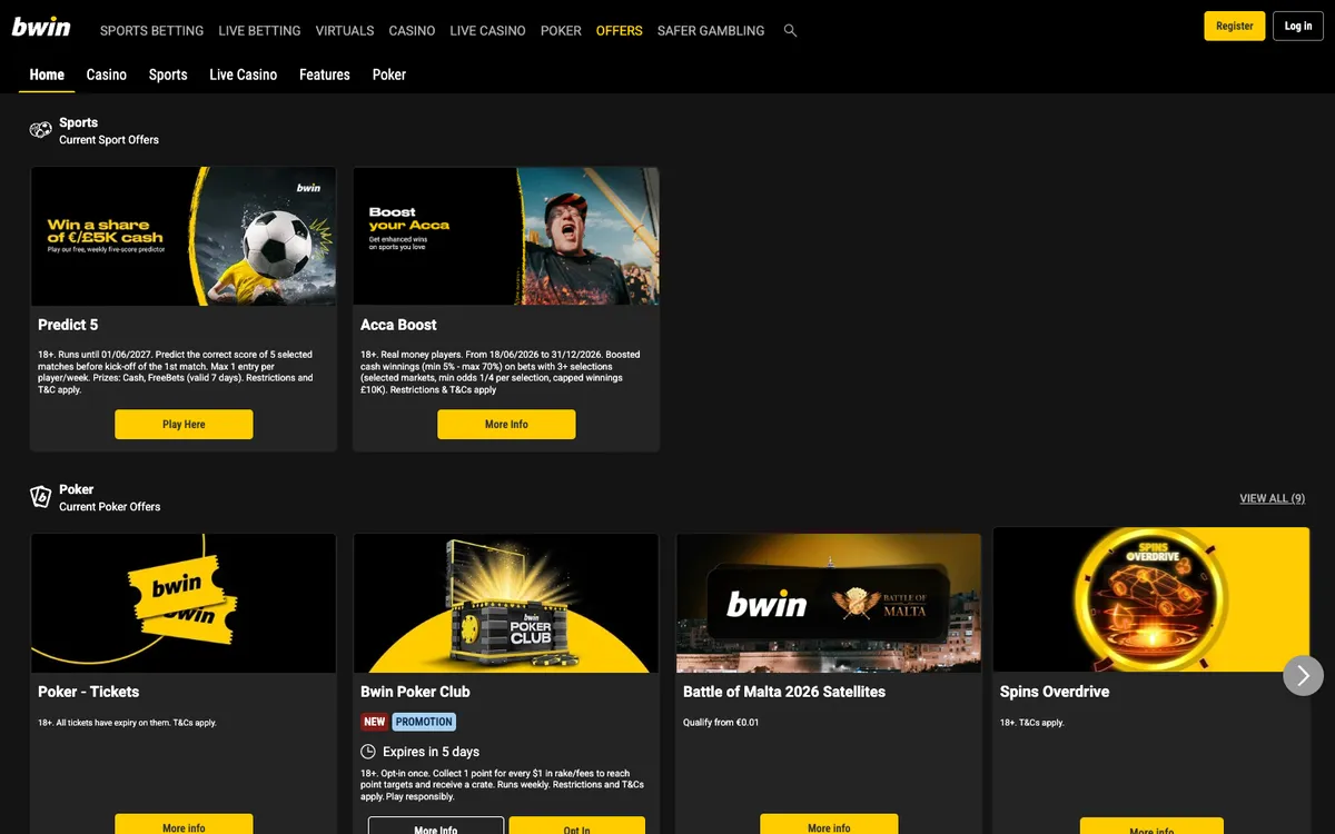 bwin Casino — Promotions, captured from United Kingdom