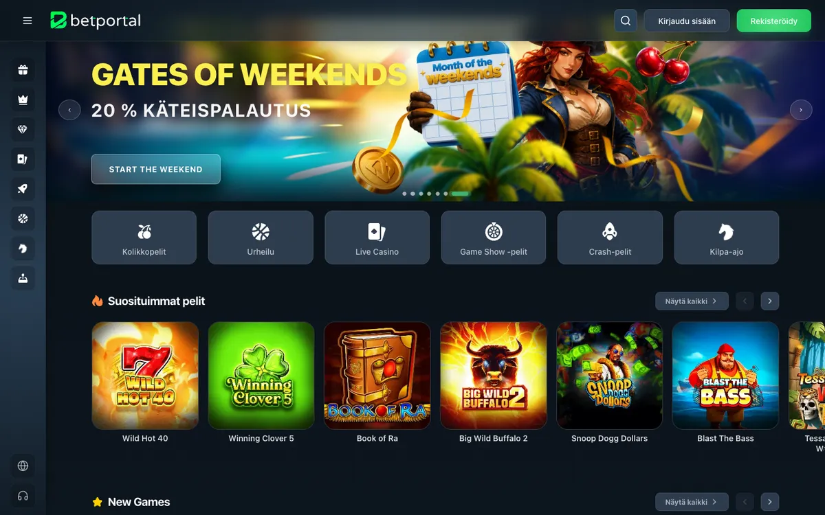 BetPortal Casino — Home page, captured from Finland