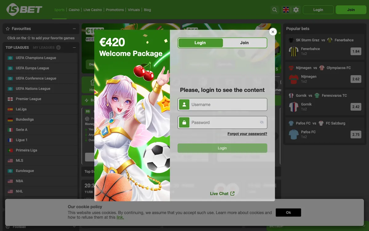 LSbet Casino — Sign-up, captured from Austria