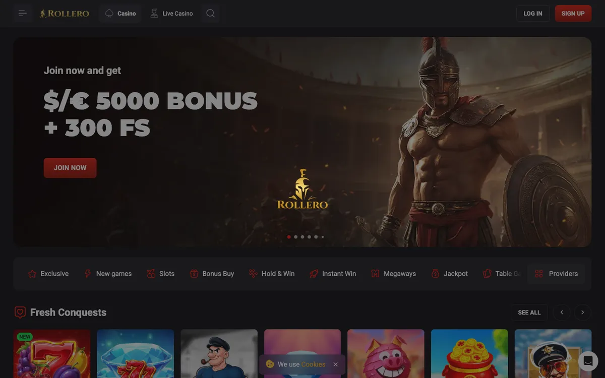 Rollero Casino — «Регистрация», снято из страны Южно-Африканская Республика