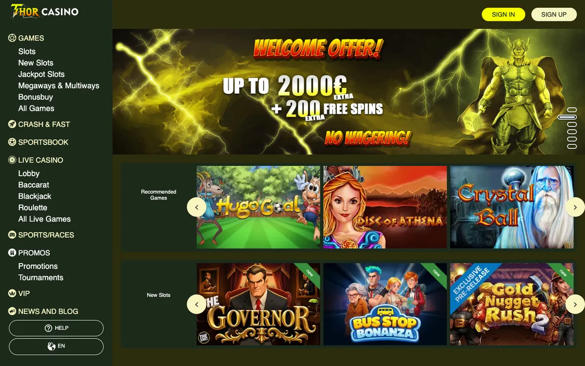 Thorcasino — Home page, captured from Belgium