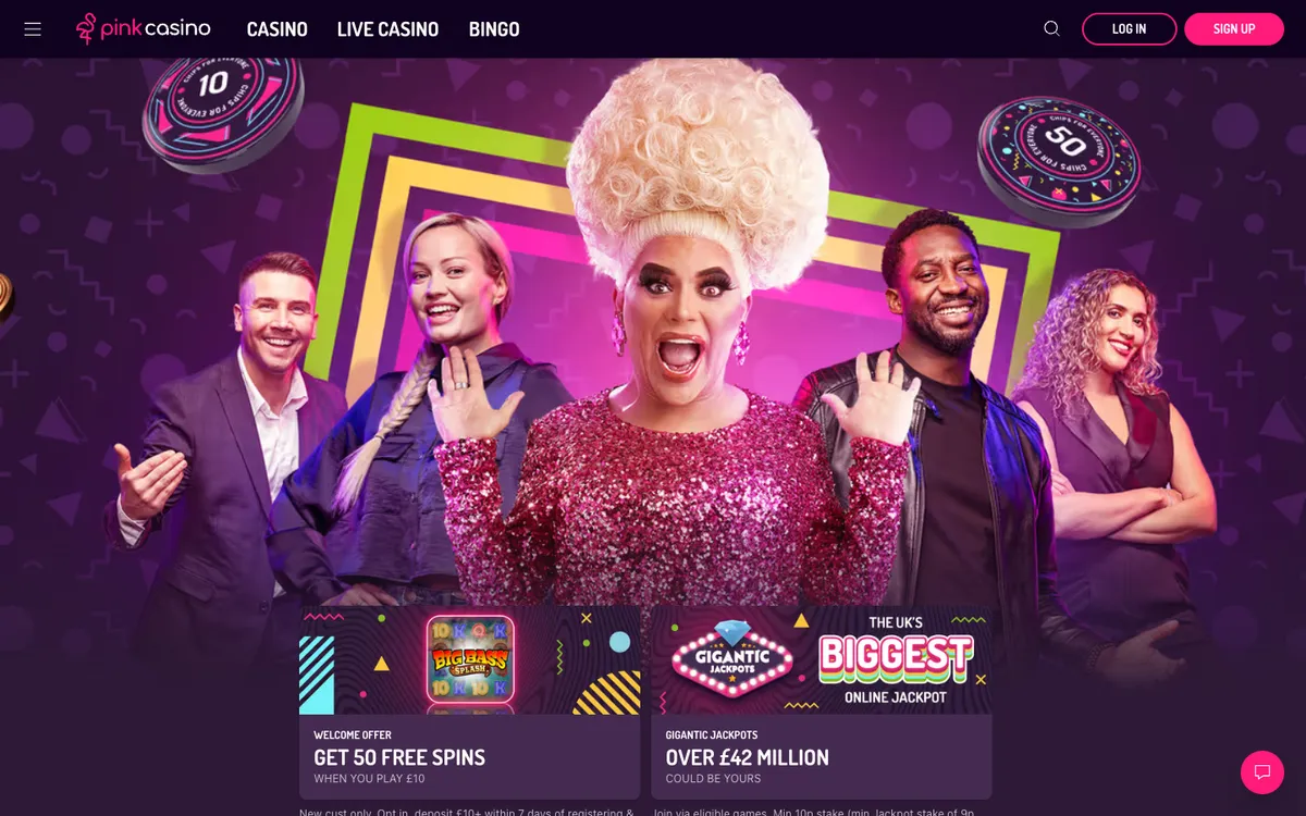 Pink Casino UK — Home page, captured from United Kingdom