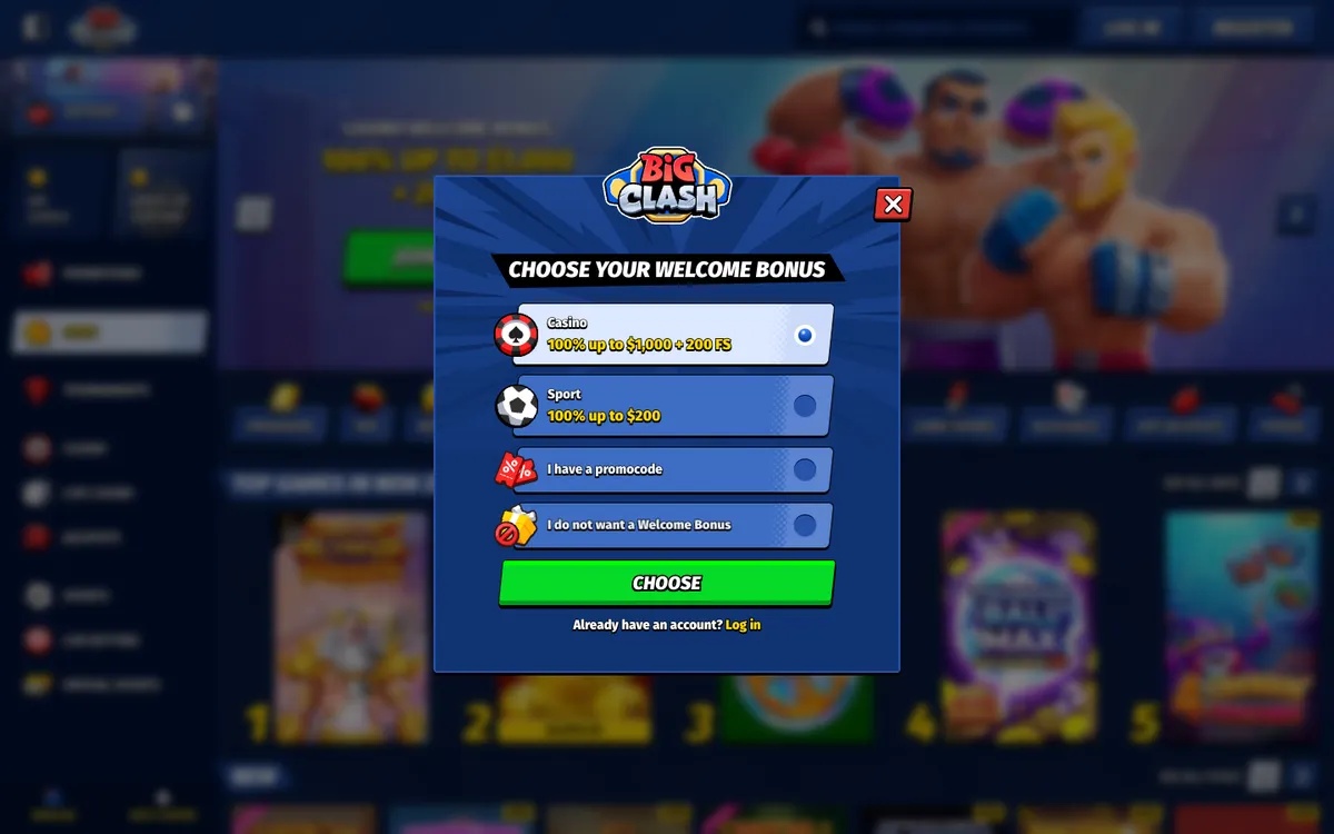 BigClash Casino — Sign-up, captured from New Zealand