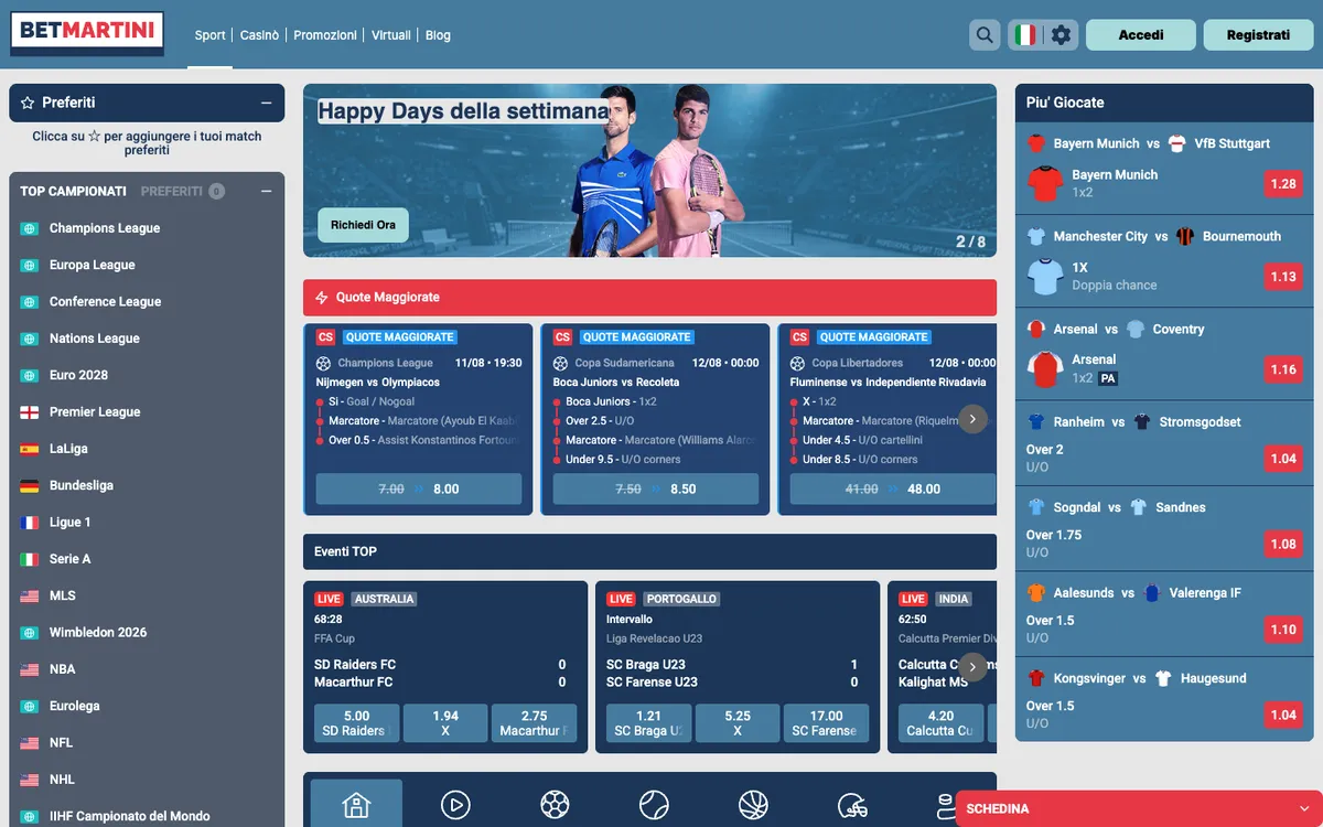 Betmartini Casino — Home page, captured from Spain