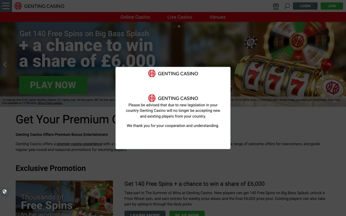 Genting Casino — Promotions, captured from Australia