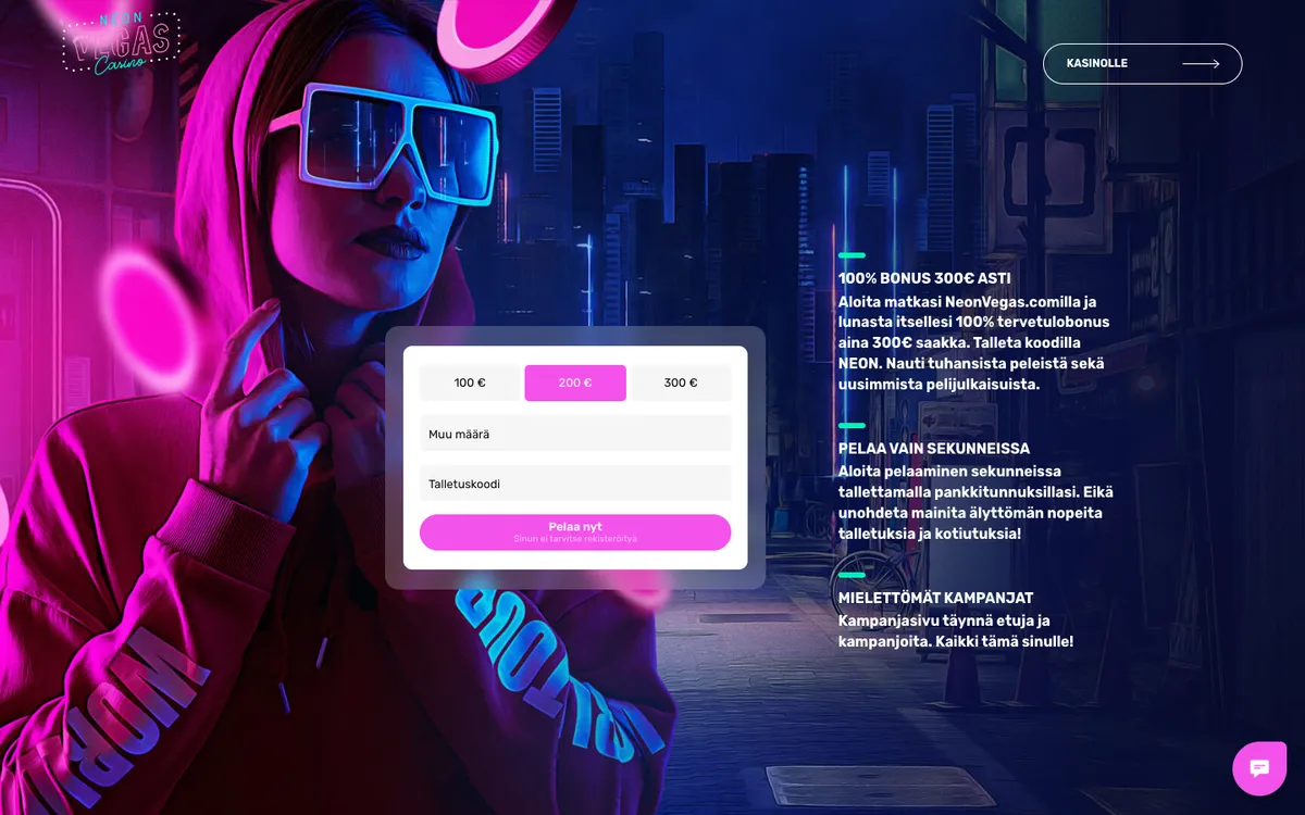 NeonVegas Casino — «Главная», снято из страны Финляндия