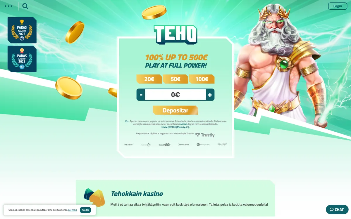 Tehokasino — Home page, captured from Austria
