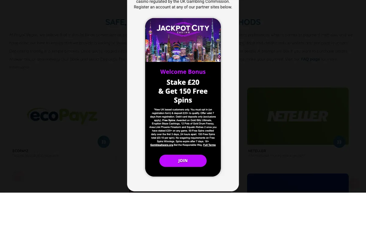 Royal Vegas Casino — Home page, captured from United Kingdom