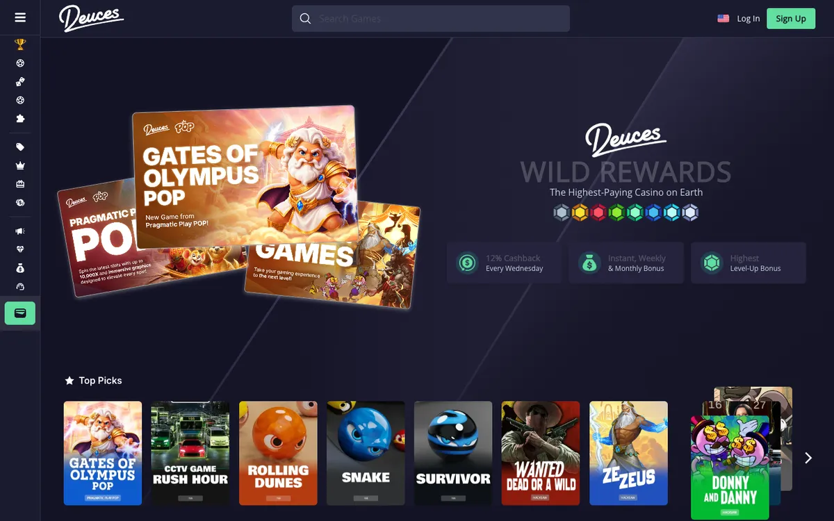 Deuces Casino — Home page, captured from Malaysia
