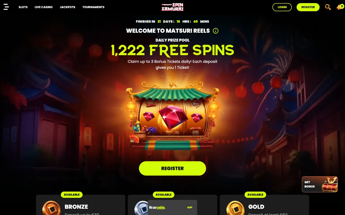 Spin Samurai Casino — Promotions, captured from Austria