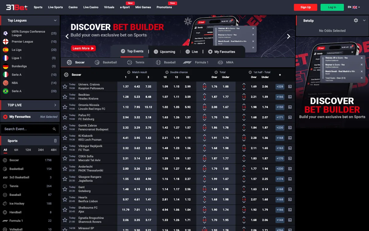 31Bet.com Casino — Home page, captured from Canada