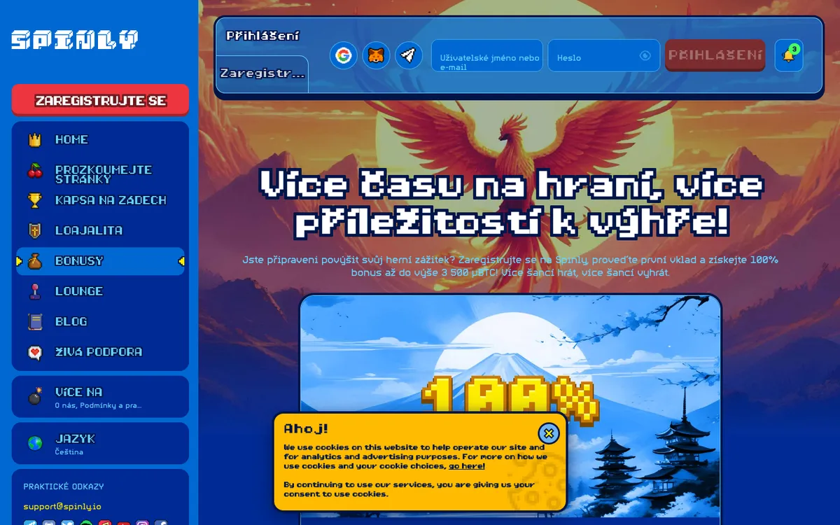 Spinly Casino — Promotions, captured from Czechia