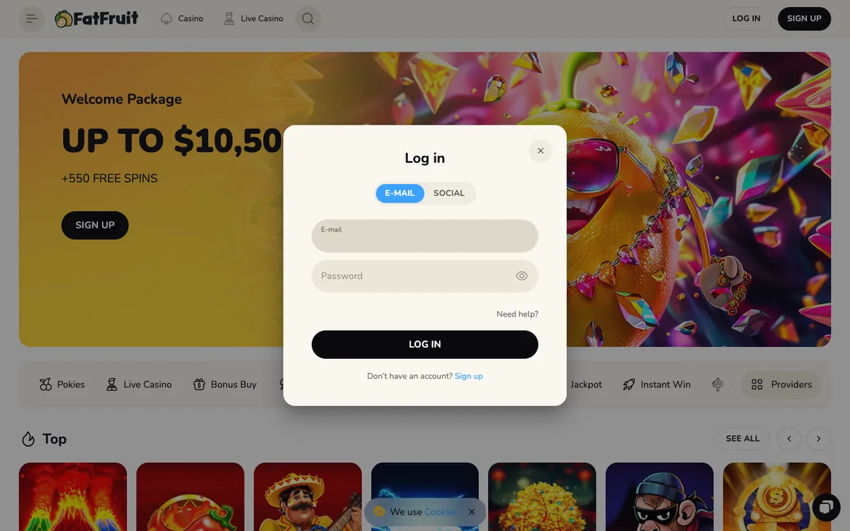 FatFruit Casino — «Регистрация», снято из страны Австралия
