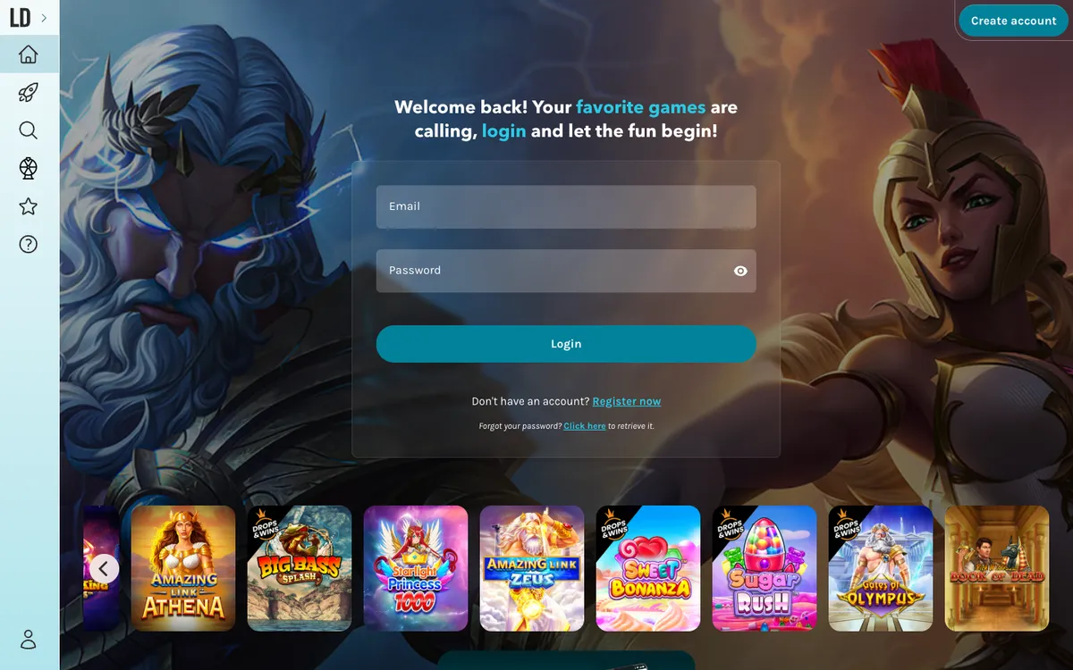 Lucky Days Casino — Sign-up, captured from South Korea