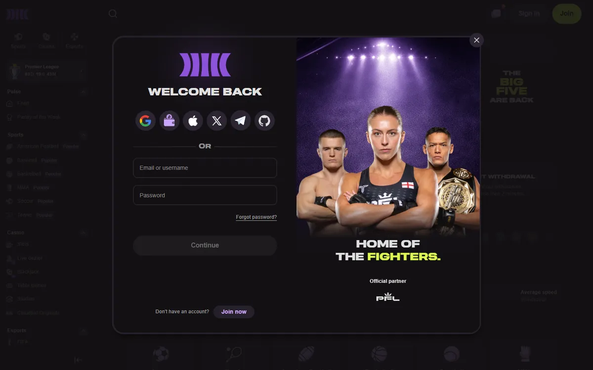 Cloudbet Casino — «Регистрация», снято из страны Канада