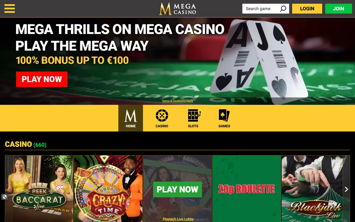 Mega Casino — «Главная», снято из страны Швейцария