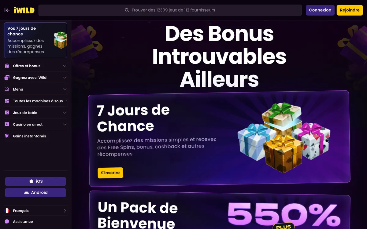 iWild Casino — Promotions, captured from France