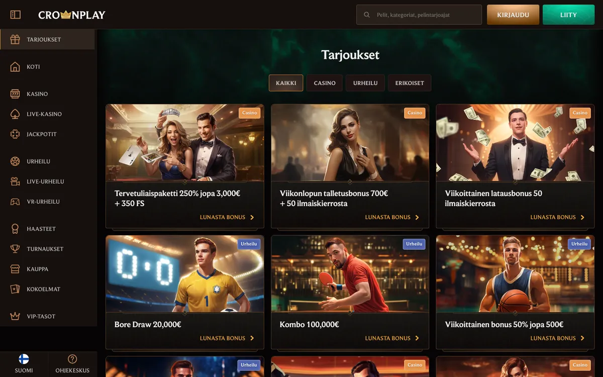 CrownPlay Casino — Promotions, captured from Finland
