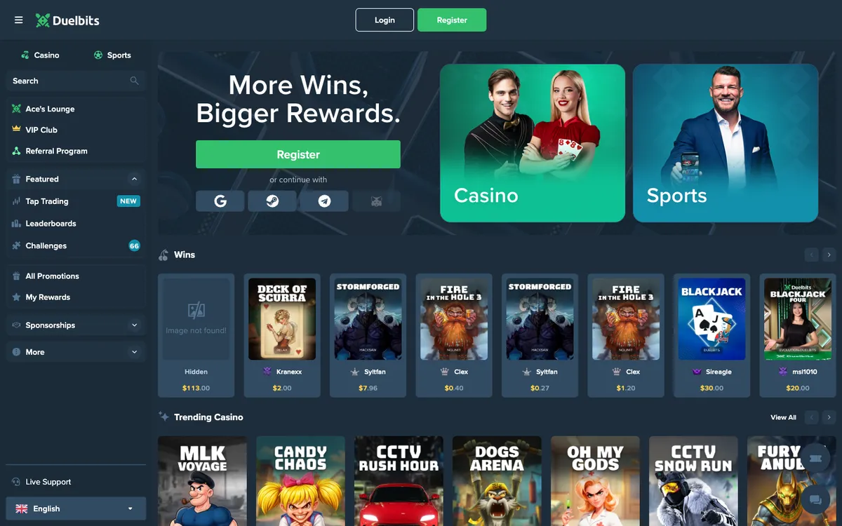 Duelbits Casino — «Главная», снято из страны Бразилия