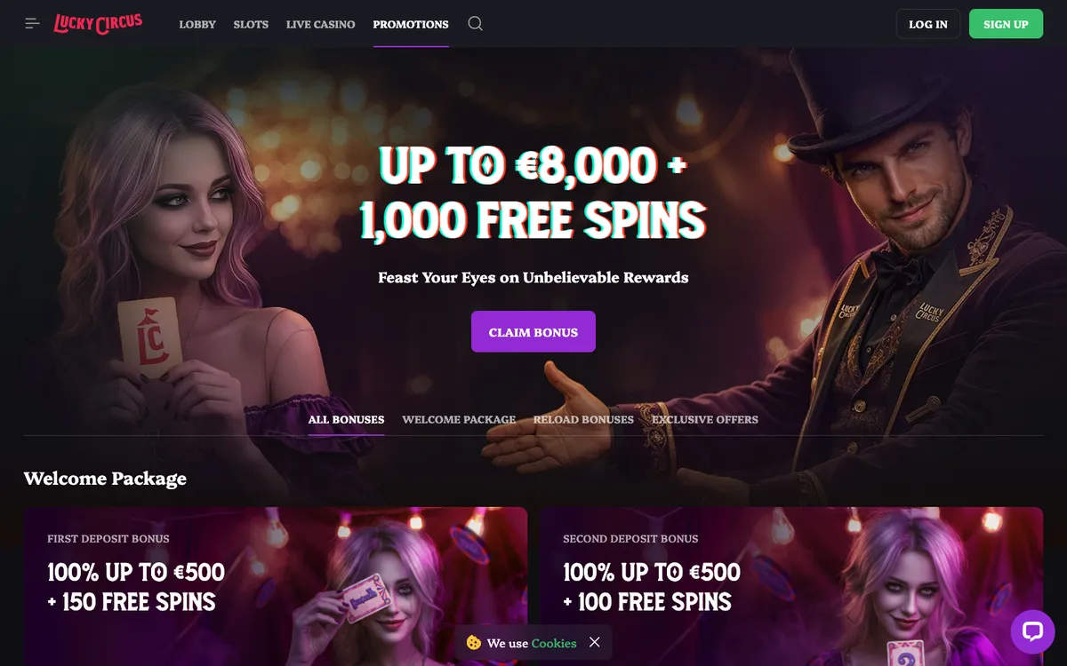 Lucky Circus Casino — Promotions, captured from Brazil