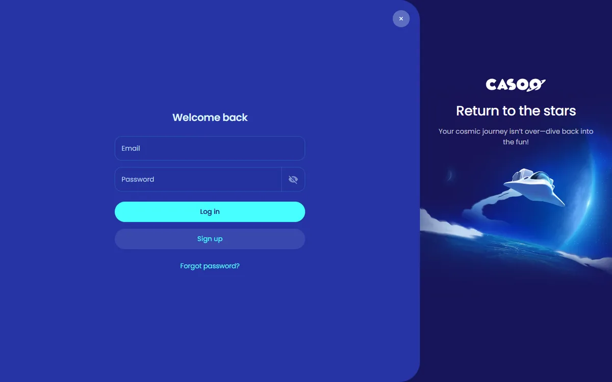 Casoo Casino — «Регистрация», снято из страны Канада