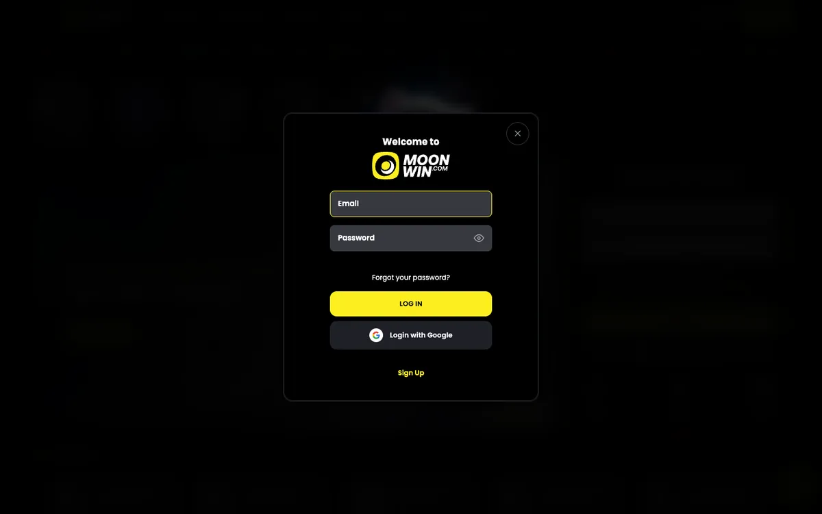 Moonwin Casino — «Регистрация», снято из страны Норвегия