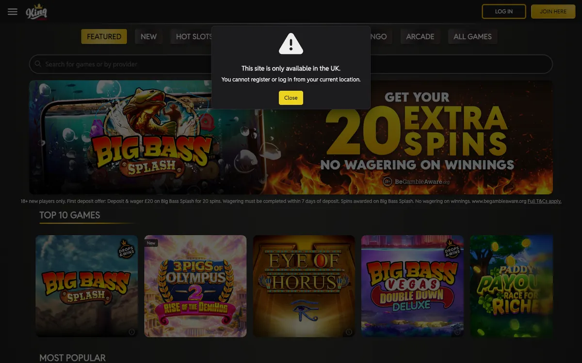 King Casino — Sign-up, captured from Australia
