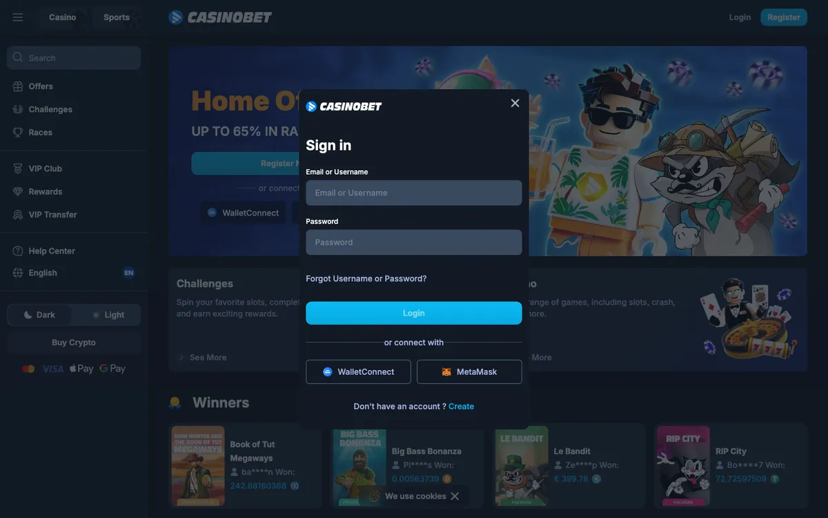 Casinobet Casino — Sign-up, captured from Mexico