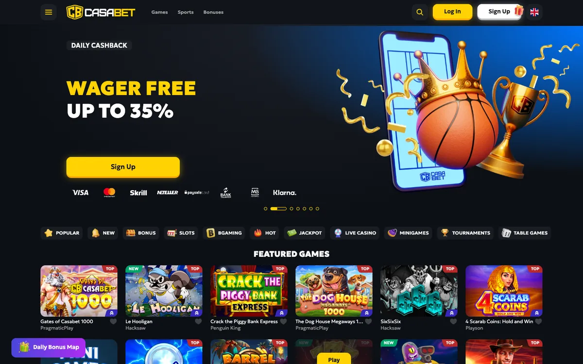 CasaBet Casino — Home page, captured from Finland