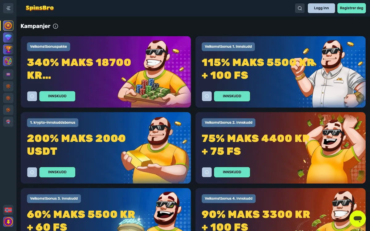 SpinsBro Casino — «Акции», снято из страны Норвегия