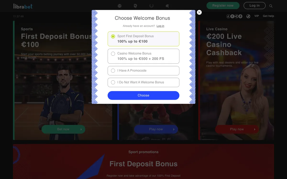 LibraBet Casino — Sign-up, captured from New Zealand