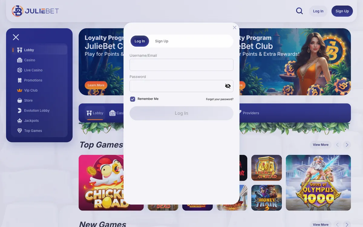 Juliebet Casino — Sign-up, captured from New Zealand