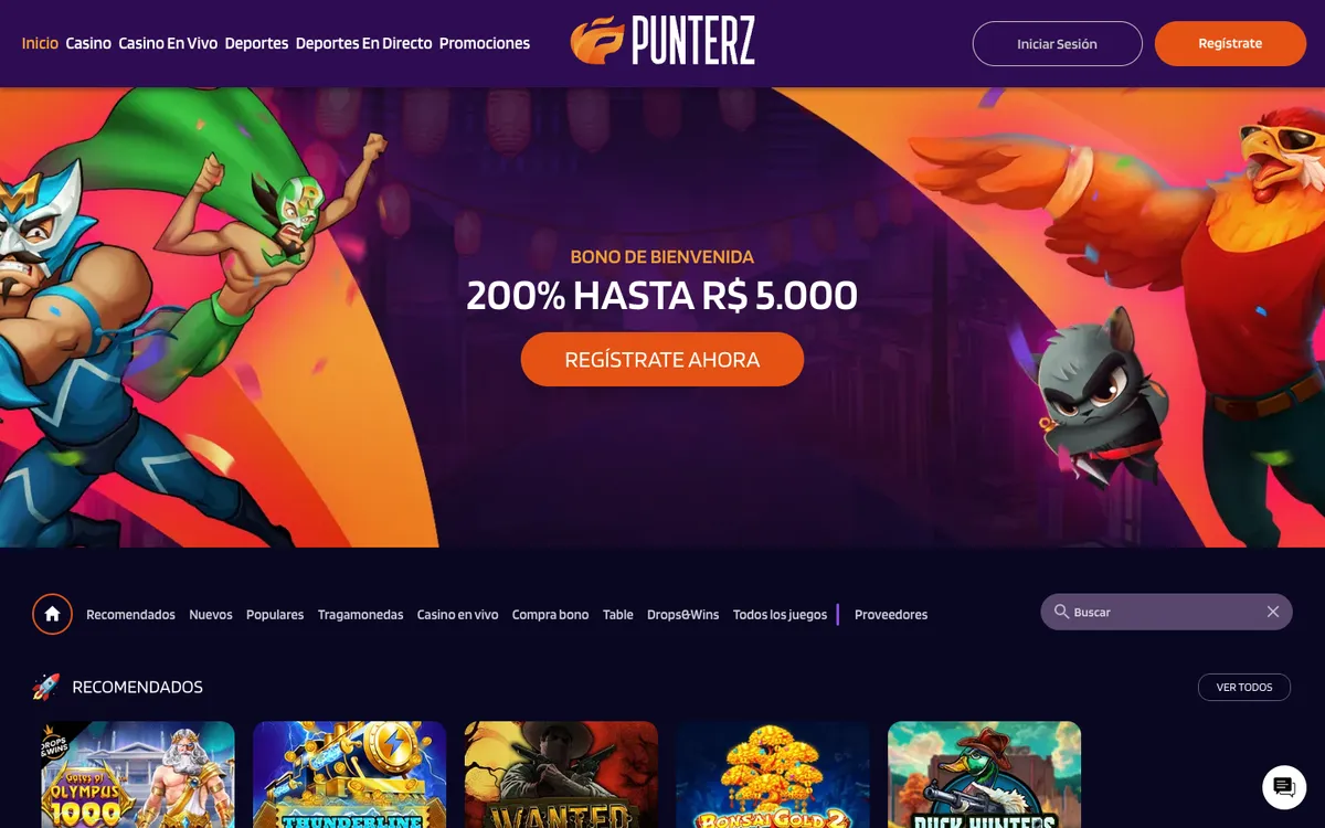 Punterz Casino — «Главная», снято из страны Испания