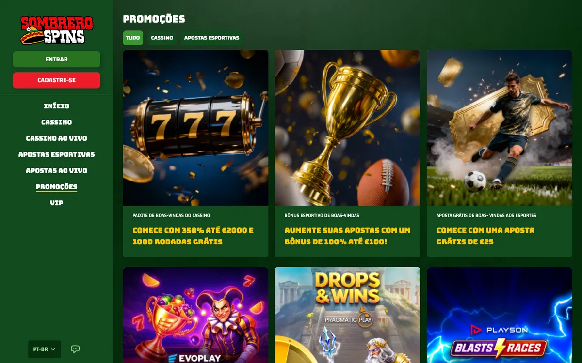Sombrero Spins Casino — «Акции», снято из страны Бразилия